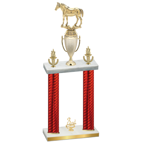 Double Red Carbon Fiber Third Place Horses Trophy
