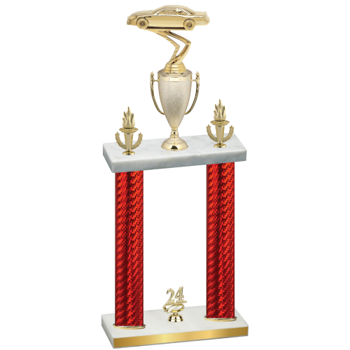 Double Red Carbon Fiber Year Cars Trophy