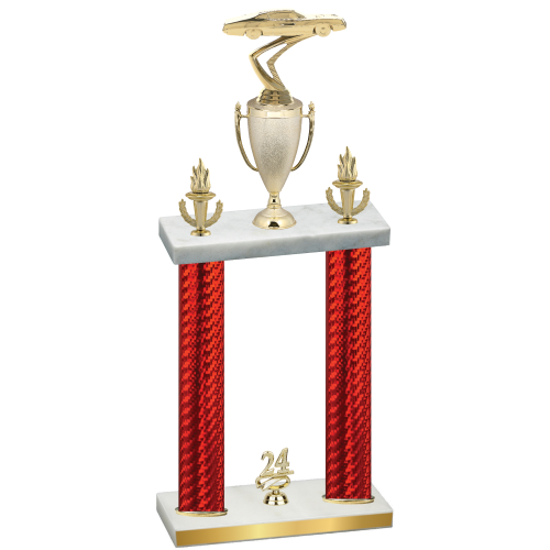Double Red Carbon Fiber Year Cars Trophy