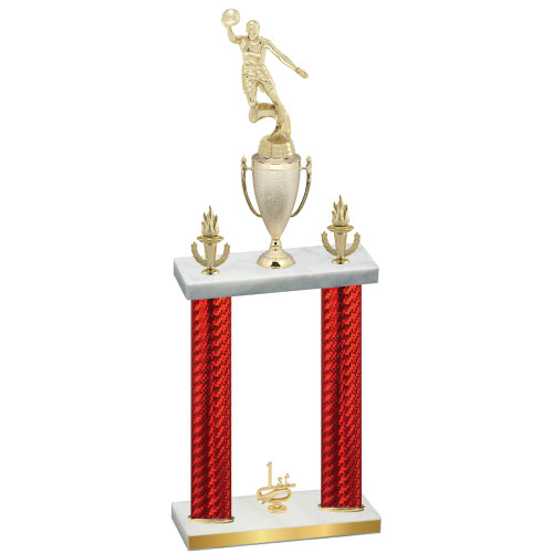 Double Red Carbon Fiber First Place Basketball Trophy