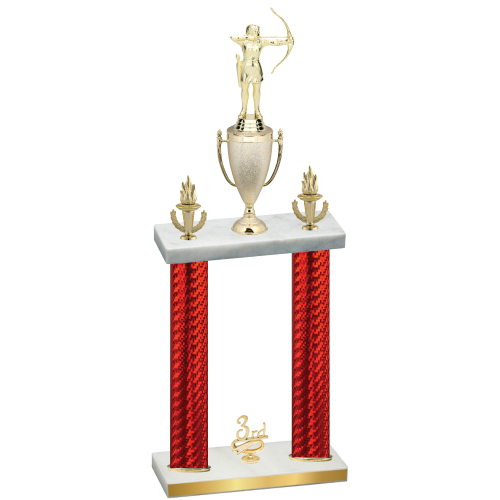 Double Red Carbon Fiber Third Place Archery Trophy