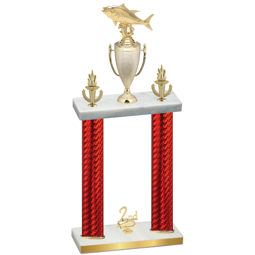 Double Red Carbon Fiber Second Place Fishing Trophy
