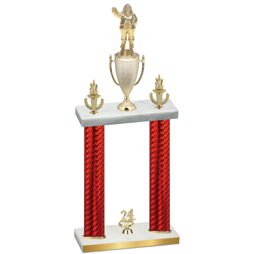 Double Red Carbon Fiber Year Holiday Trophy