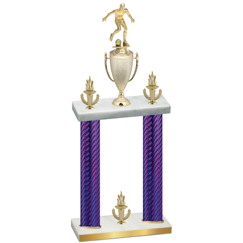 Double Purple Carbon Fiber Victory Soccer Trophy