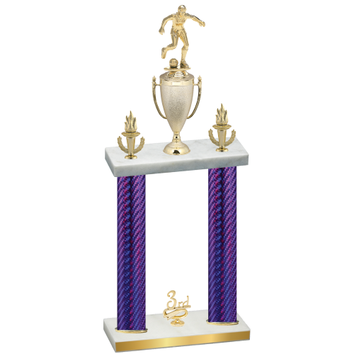 Double Purple Carbon Fiber Third Place Soccer Trophy