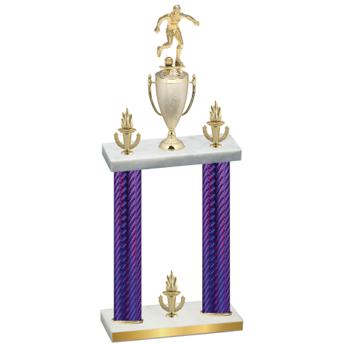 Double Purple Carbon Fiber Victory Soccer Trophy