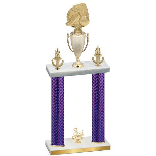 Double Purple Carbon Fiber Third Place Soccer Trophy