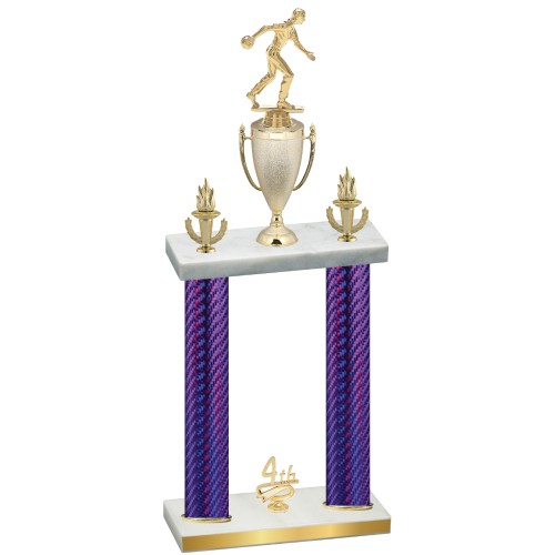 Double Purple Carbon Fiber Fourth Place Bowling Trophy