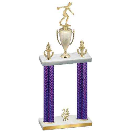 Double Purple Carbon Fiber Year Bowling Trophy