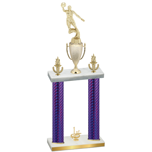 Double Purple Carbon Fiber First Place Basketball Trophy