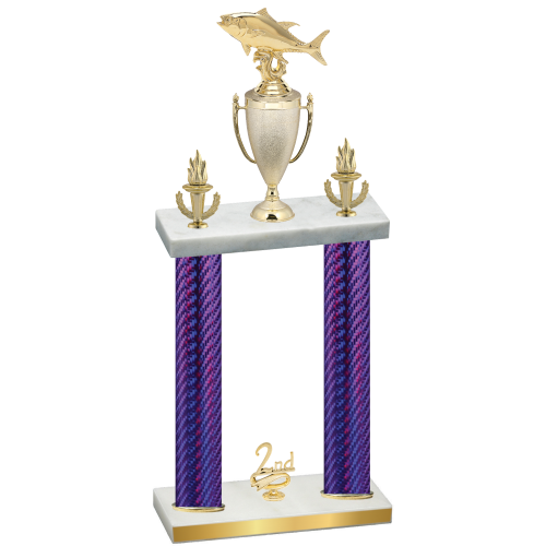 Double Purple Carbon Fiber Second Place Fishing Trophy