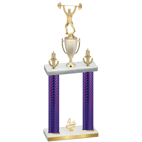 Double Purple Carbon Fiber Fourth Place Weights Trophy