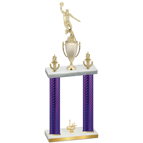 Double Purple Carbon Fiber First Place Basketball Trophy