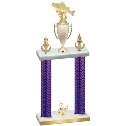 Double Purple Carbon Fiber Second Place Fishing Trophy