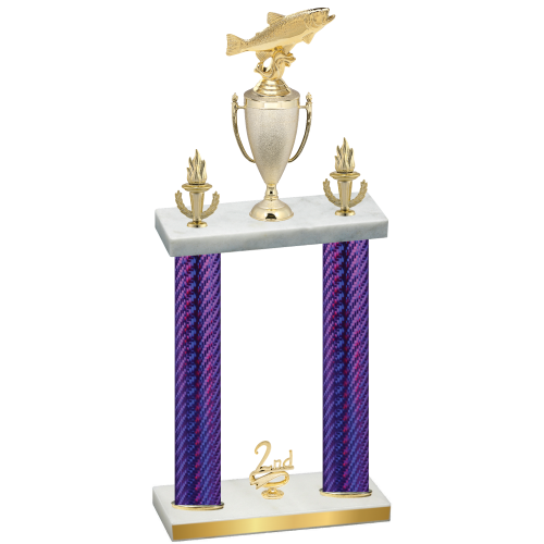 Double Purple Carbon Fiber Second Place Fishing Trophy