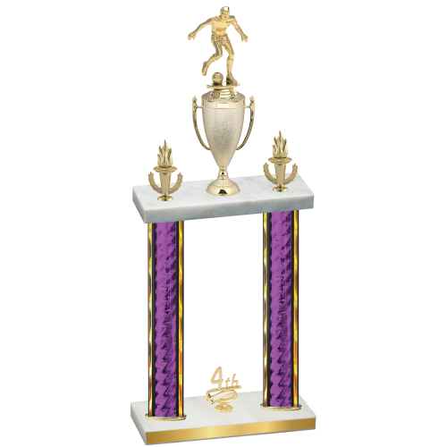Double Purple Glacier Fourth Place Soccer Trophy
