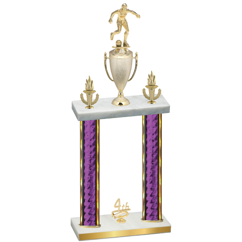 Double Purple Glacier Fourth Place Soccer Trophy