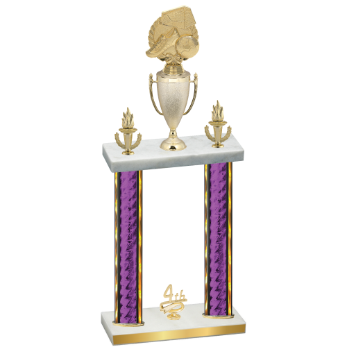 Double Purple Glacier Fourth Place Soccer Trophy