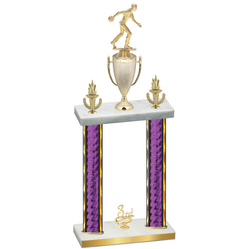 Double Purple Glacier Third Place Bowling Trophy