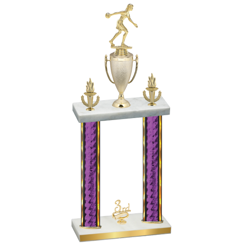 Double Purple Glacier Third Place Bowling Trophy