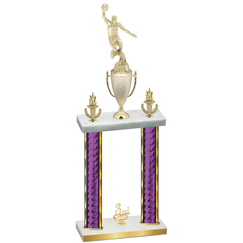 Double Purple Glacier Third Place Basketball Trophy