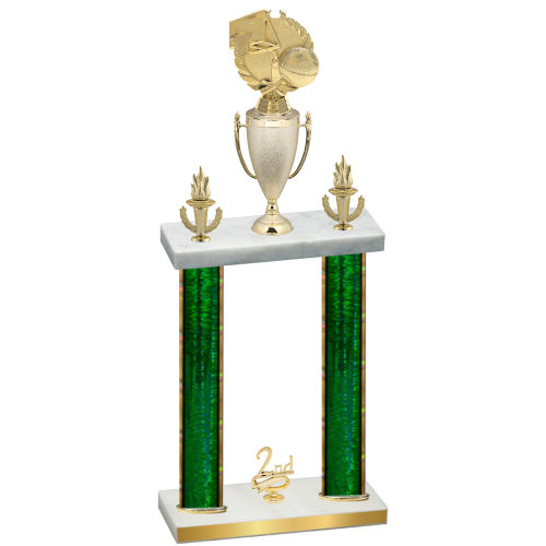 Double Green Glacier Second Place Basketball Trophy