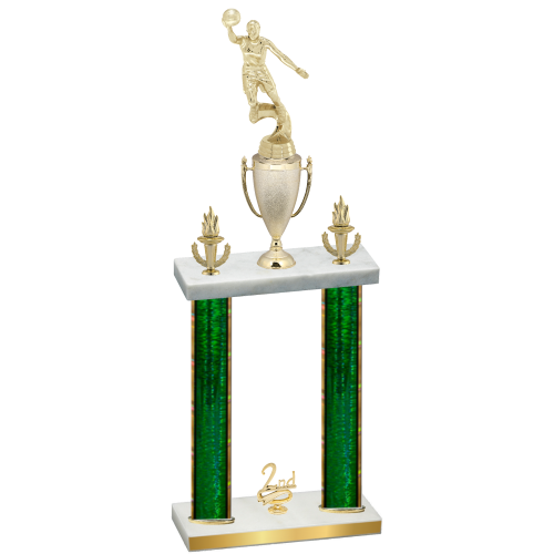 Double Green Glacier Second Place Basketball Trophy
