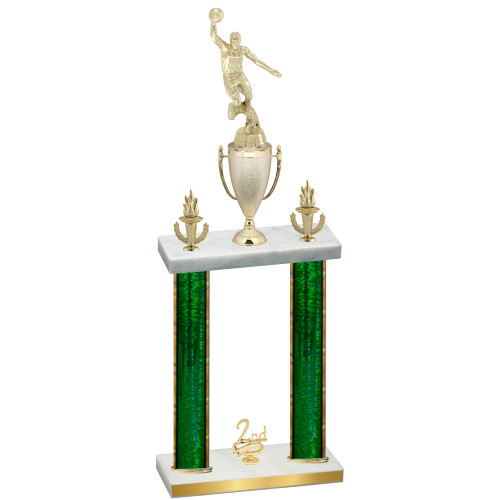 Double Green Glacier Second Place Basketball Trophy