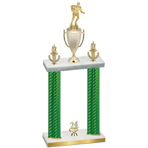 Double Green Carbon Fiber Year Rugby Trophy
