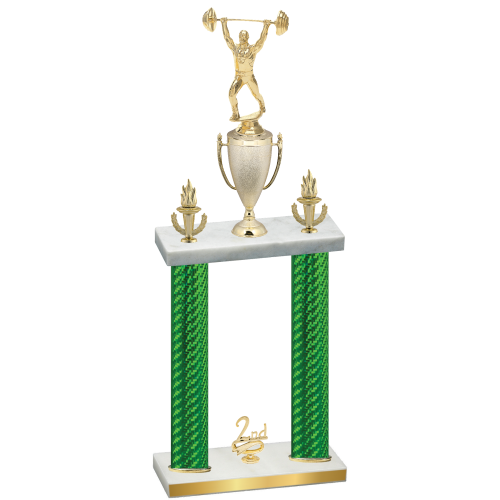 Double Green Carbon Fiber Second Place Weights Trophy