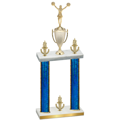 Double Blue Glacier Victory Cheerleading Trophy