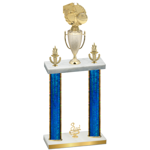 Double Blue Glacier Third Place Basketball Trophy