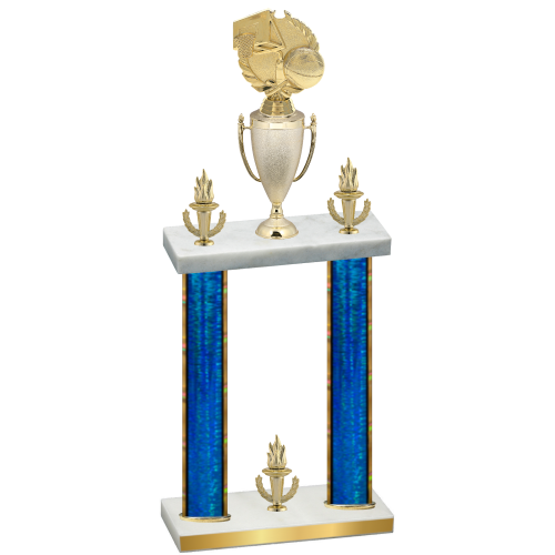 Double Blue Glacier Victory Basketball Trophy