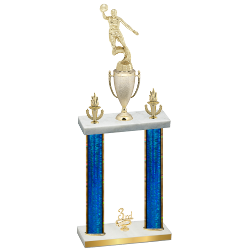 Double Blue Glacier Third Place Basketball Trophy