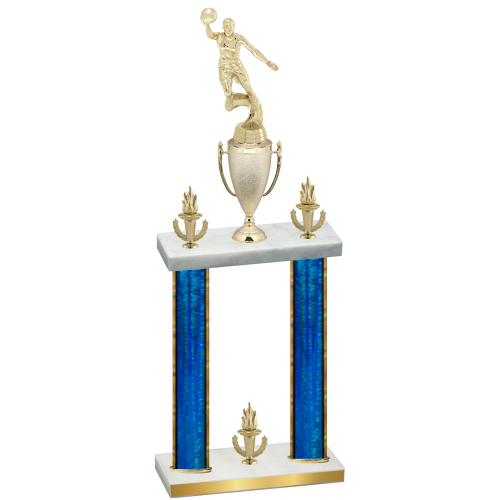 Double Blue Glacier Victory Basketball Trophy
