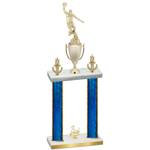 Double Blue Glacier Third Place Basketball Trophy