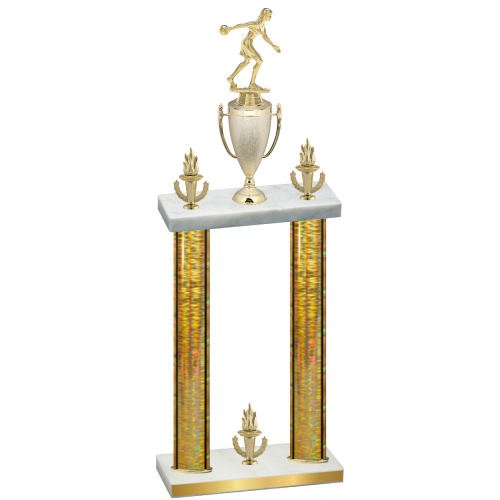 Double Gold Glacier Victory Bowling Trophy
