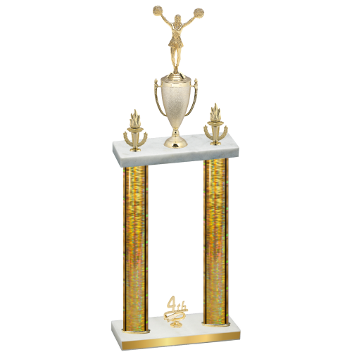 Double Gold Glacier Fourth Place Cheerleading Trophy