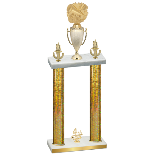 Double Gold Glacier Fourth Place Cheerleading Trophy