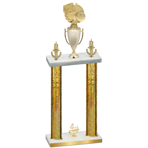 Double Gold Glacier Fourth Place Basketball Trophy