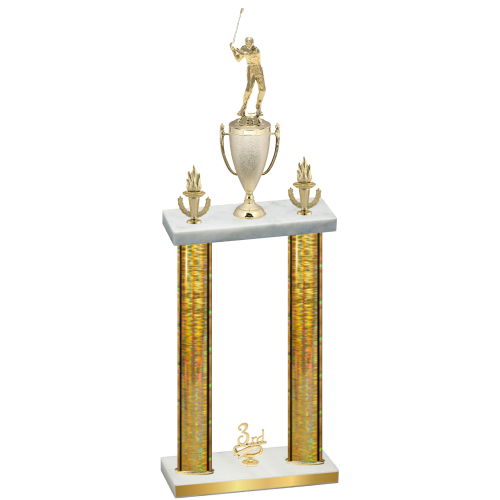 Double Gold Glacier Third Place Golf Trophy