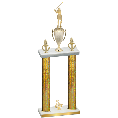 Double Gold Glacier Third Place Golf Trophy