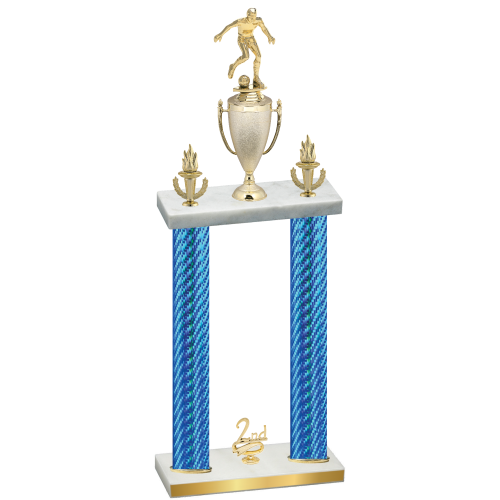 Double Blue Carbon Fiber Second Place Soccer Trophy