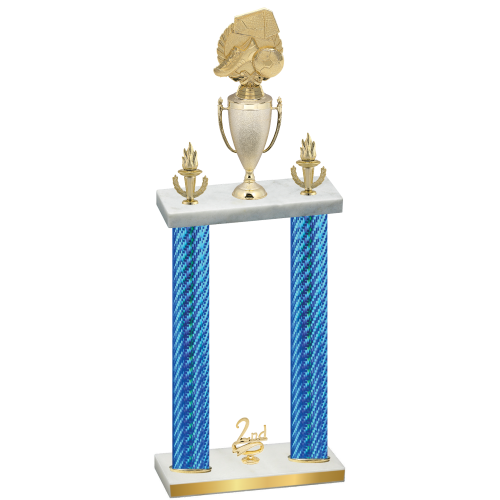 Double Blue Carbon Fiber Second Place Soccer Trophy