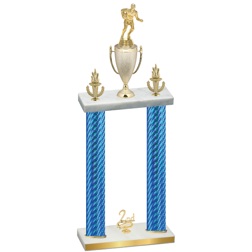 Double Blue Carbon Fiber Second Place Rugby Trophy