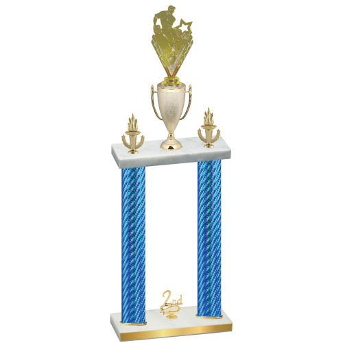 Double Blue Carbon Fiber Second Place Rugby Trophy