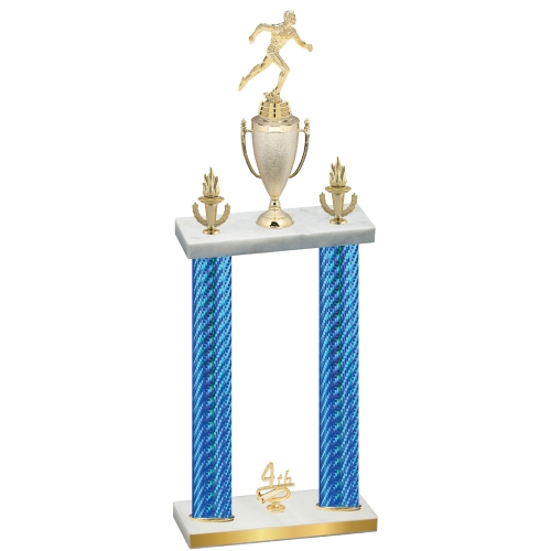 Double Blue Carbon Fiber Fourth Place Running Trophy