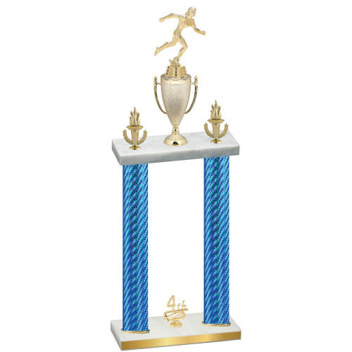 Double Blue Carbon Fiber Fourth Place Running Trophy