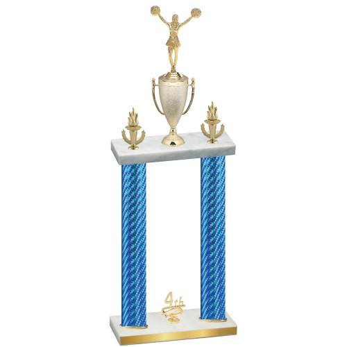 Double Blue Carbon Fiber Fourth Place Cheerleading Trophy