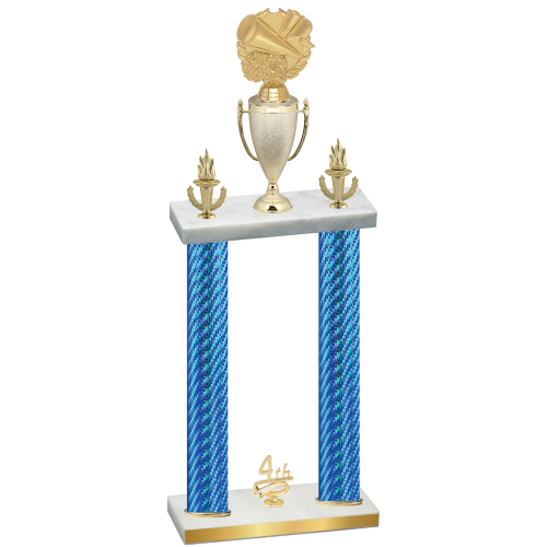 Double Blue Carbon Fiber Fourth Place Cheerleading Trophy